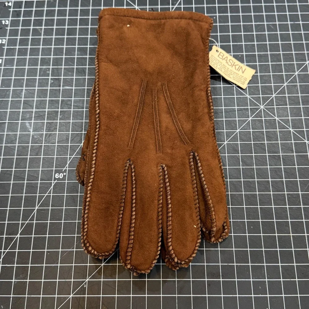 New Vintage‎ Daniel Hays Brown Sueded Lambskin Leather Gloves Wool Lined